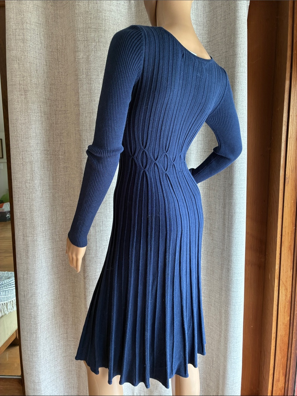 Max Studio Navy Ribbed Knit Long-Sleeve Dress - Picture 4 of 6